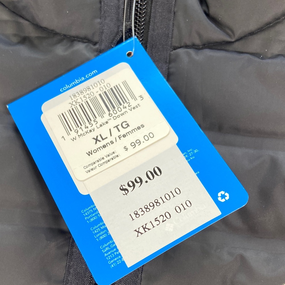 New nwt womens Columbia black xl Quilted feather Down Vest sleeveless jacket - Picture 3 of 12